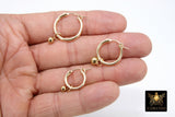 14 K Gold Filled Hoop Charms, Gold Hooplet Dangle Sun Charms for Necklace, Ball or CZ Huggies or Bracelets