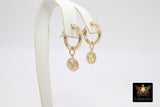 14 K Gold Filled Oval Hoop Charms, Gold Hooplet Dangle Charms # 2139, 6 x 7 mm Jewelry Quality Tag Findings