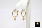 14 K Gold Filled Pearl Charms, Gold Hooplet Dangle 5 mm White Pearl Charms for Necklace # 2122, Balls for CZ Huggies or Bracelets