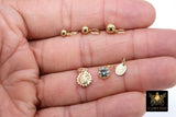 925 Sterling Silver Hoop Charms, Hooplet Dangle CZ Charms for Necklace # 2136, Ball Huggies or Bracelets