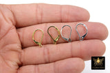 Gold Smooth Lever back Ear Ring Parts, 2 Pc Silver and Gold Huggie Wire Findings # 2621, Open Loops 9.5 x 17 mm