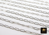 Rectangle Drawn Chain, Unfinished Silver Paper Clip Chains CH #129, Long and Short Necklace Rolo Cable Chains in 9 mm