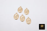 14 K Gold filled Virgin Mary Oval Charm, 14 20 Gold Lady Guadalupe Necklace Charms # 2159, Minimalist Madonna Rosary Necklace