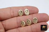 14 K Gold filled Virgin Mary Oval Charm, 14 20 Gold Lady Guadalupe Necklace Charms # 2159, Minimalist Madonna Rosary Necklace