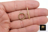 14 K Gold Filled Toggle Clasp, Extra Large Clasps with Toggle Bar Connectors for Necklace # 891, 15 x 18 mm and 24 mm Bar
