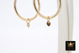 14 K Gold Filled Heart Hoop Charms, Gold Hooplet Dangle Charms # 2137, 4 mm Jewelry Findings