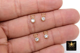 14 K Gold Filled Solitaire Hoop Charms, 4 and 6 mm Cubic Zirconia Dangles #2115, Gold Hooplet Charms