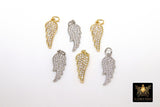 CZ Micro Pave Angel Wings, Tiny Gold Guardian Angel Jewelry,AG 80