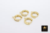 CZ Micro Pave Silver Huggies, Thick 3.5 mm Lever back Gold Round Ear Ring Parts #732, 14 mm Hoops with Closed / Open Loops