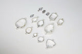 Gold Teardrop Charms, 2 Pcs Silver Oval Bezel Clear Drop Crystal Charms #645, Rose Gold Huggie Earring Charms