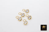 14 K Gold Filled Solitaire Hoop Charms, 4 and 6 mm Cubic Zirconia Dangles # 2115, Gold Hooplet Charms