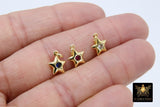 CZ Star Charm, 2 Pcs CZ Micro Pave Gold Tiny North Star, 8 x 11 mm Crystal Starburst #2622