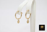 14 K Gold Filled Oval Hoop Charms, Gold Hooplet Dangle Charms # 2139, 6 x 7 mm Jewelry Quality Tag Findings