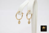 925 Sterling Silver Hoop Charms, Hooplet Dangle CZ Charms for Necklace # 2136, Ball Huggies or Bracelets