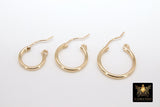 14 K Gold Filled Hoop Earrings, Thick 2.4 mm Gold Earrings for Hooplet Charms # 2130, High Quality Snap In Wire Hoops
