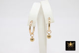 14 K Gold Filled Hoop Earrings, Thick 2.4 mm Gold Earrings for Hooplet Charms #2130, High Quality Snap In Wire Hoops