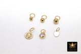 14 K Gold Filled Hoop Charms, Gold Hooplet Dangle Sun Charms for Necklace, Ball or CZ Huggies or Bracelets