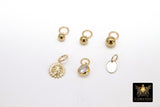 14 K Gold Filled Hoop Charms, Gold Hooplet Dangle Sun Charms for Necklace, Ball or CZ Huggies or Bracelets