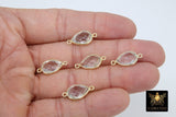Teardrop Charms, Gold Plated 925 Sterling Silver Connectors #2225, Oval Crystal Links