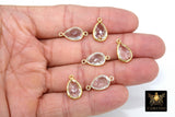 Teardrop Charms, Gold Plated 925 Sterling Silver Connectors #2225, Oval Crystal Links
