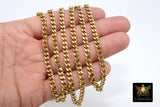 Gold Cuban Curb Chain, 304 Stainless Steel 6 x 5 mm Heavy Flat Miami Diamond Cut Oval Jewelry Chains CH# 220, By the Yard