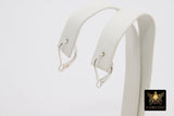 Gold Smooth Lever back Ear Ring Parts, 2 Pc Silver and Gold Huggie Wire Findings # 2621, Open Loops 9.5 x 17 mm