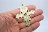 Brass Ethiopian Coptic Cross Pendant, Large African Cross Brass Religious Necklace Jewelry