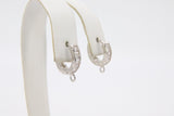 CZ Micro Pave Silver Huggies, Thick 3.5 mm Lever back Gold Round Ear Ring Parts #732, 14 mm Hoops with Closed / Open Loops