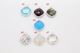 Diamond Square Charms, 925 Sterling Silver Diamond Shaped Gemstone Charms # 2534, Silver Birthstone Jewelry