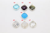 Diamond Square Charms, 925 Sterling Silver Diamond Shaped Gemstone Charms # 2534, Silver Birthstone Jewelry