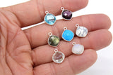 Diamond Square Charms, 925 Sterling Silver Diamond Shaped Gemstone Charms # 2534, Silver Birthstone Jewelry