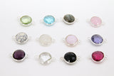 Round Gemstone Connectors, 925 Sterling Silver Linking Bezels #2518, 10 mm Birthstone colors