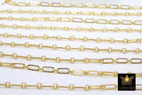 Rectangle Drawn Chain, Unfinished Gold Paper Clip CH# 129, 9 mm Rolo Ring Chains