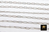 Rectangle Drawn Chain, Unfinished Silver Paper Clip Chains CH #129, Long and Short Necklace Rolo Cable Chains in 9 mm