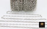 Rectangle Drawn Chain, Unfinished Silver Paper Clip Chains CH #129, Long and Short Necklace Rolo Cable Chains in 9 mm