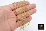 Rectangle Drawn Chain, Unfinished Gold Paper Clip CH# 129, 9 mm Rolo Ring Chains