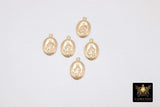 14 K Gold filled Virgin Mary Charm, Tiny 14 20 Gold Miraculous Madonna Bracelet Charms # 2157, Minimalist Rosary Chain Necklace