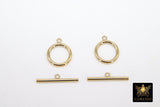 14 K Gold Filled Toggle Clasp, Extra Large Clasps with Toggle Bar Connectors for Necklace # 891, 15 x 18 mm and 24 mm Bar