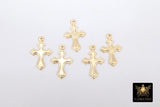 14 K Gold Filled Cross Charms, Pattern Edge #2124, Dagger Style Cross