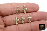 14 K Gold Filled Cross Charms, Pattern Edge #2124, Dagger Style Cross