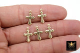 14 K Gold Filled Cross Charms, Pattern Edge # 2124, Tiny Style Cross Charms