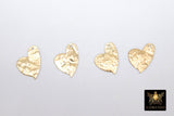 14 K Gold Filled Hammered Heart Charms, Large Pattern Texture Heart Pendants # 2125, 14 20 Jewelry Necklace