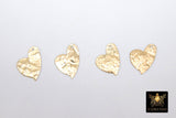 14 K Gold Filled Hammered Heart Charms, Large Pattern Texture Heart Pendants #2125, 14 20 Jewelry Necklace