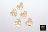 14 K Gold Filled Hammered Heart Charms, Large Pattern Texture Heart Pendants #2125, 14 20 Jewelry Necklace