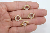 CZ Pave Clear Crystal Quartz Connectors, April Faceted Birthstone, Bridesmaids Jewelry #782