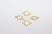 CZ Pave Clear Crystal Quartz Connectors, April Faceted Birthstone, Bridesmaids Jewelry #782