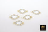 Gold Clear Crystal Teardrop Connectors, Gold Over 925 Sterling Silver Charms # 2225, Oval Crystal Quartz Links