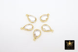 Teardrop Charms, Gold Plated 925 Sterling Silver Connectors #2225, Oval Crystal Links