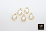 Teardrop Charms, Gold Plated 925 Sterling Silver Connectors #2225, Oval Crystal Links