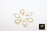 Teardrop Charms, Gold Plated 925 Sterling Silver Connectors #2225, Oval Crystal Links